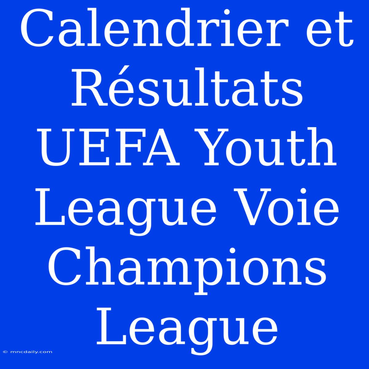 Calendrier Et Résultats UEFA Youth League Voie Champions League