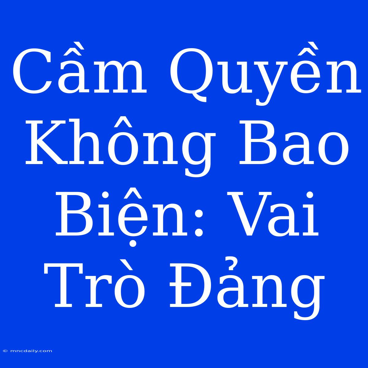 Cầm Quyền Không Bao Biện: Vai Trò Đảng