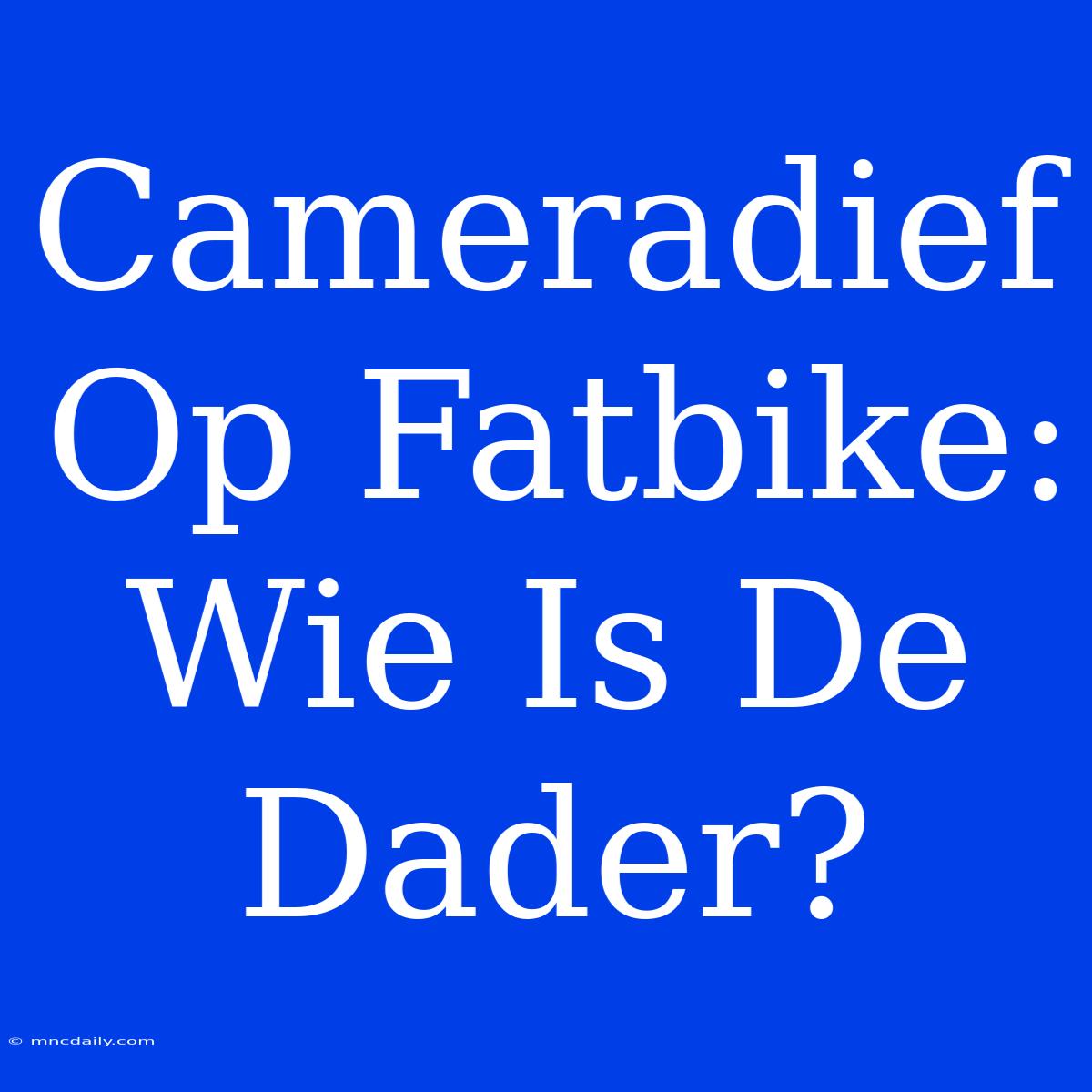 Cameradief Op Fatbike: Wie Is De Dader?