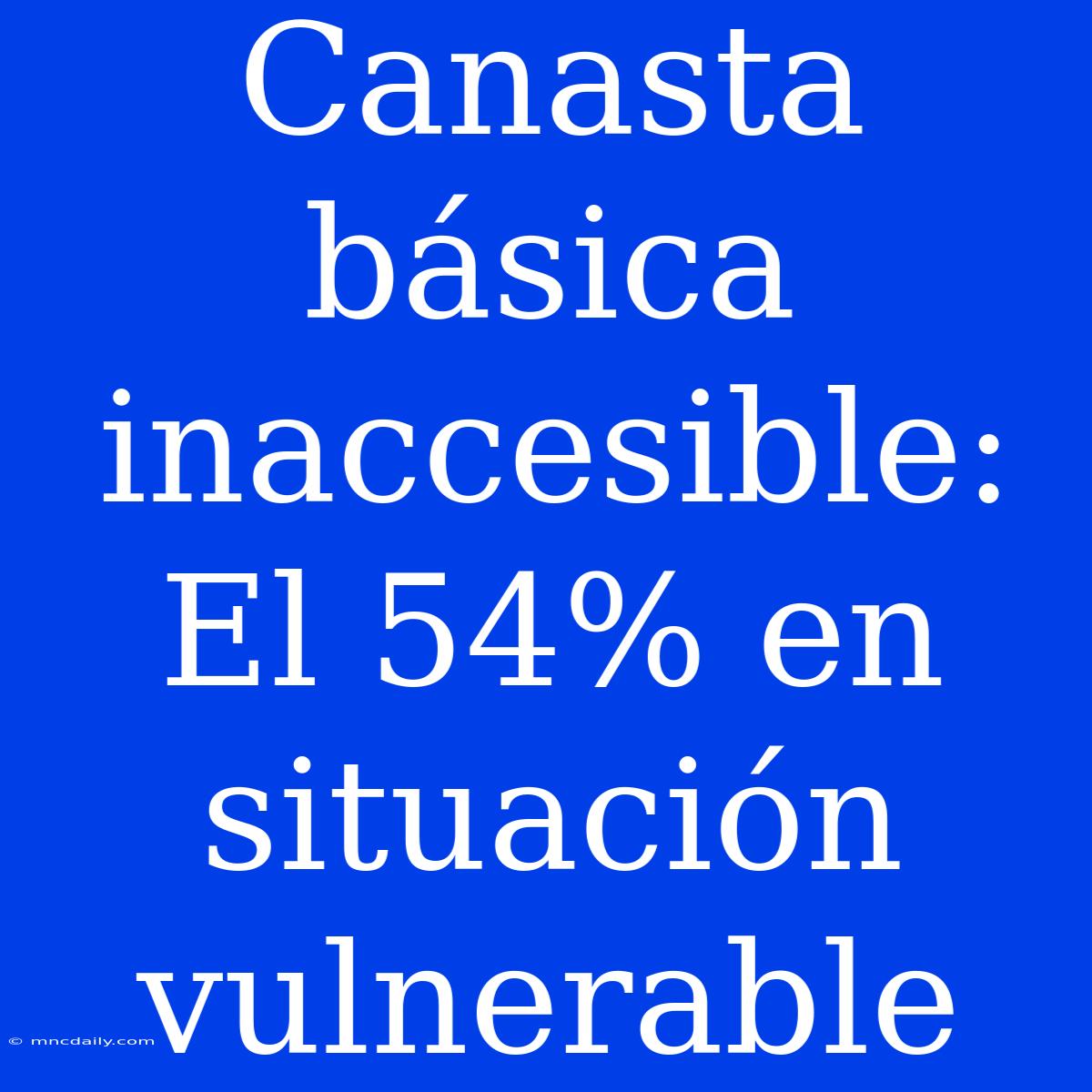 Canasta Básica Inaccesible: El 54% En Situación Vulnerable