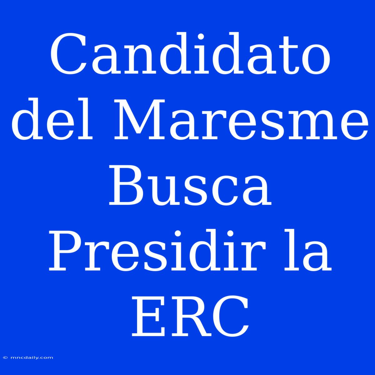 Candidato Del Maresme Busca Presidir La ERC