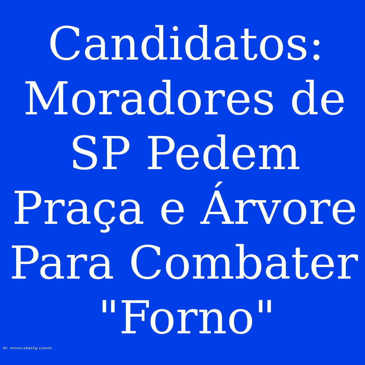 Candidatos: Moradores De SP Pedem Praça E Árvore Para Combater 