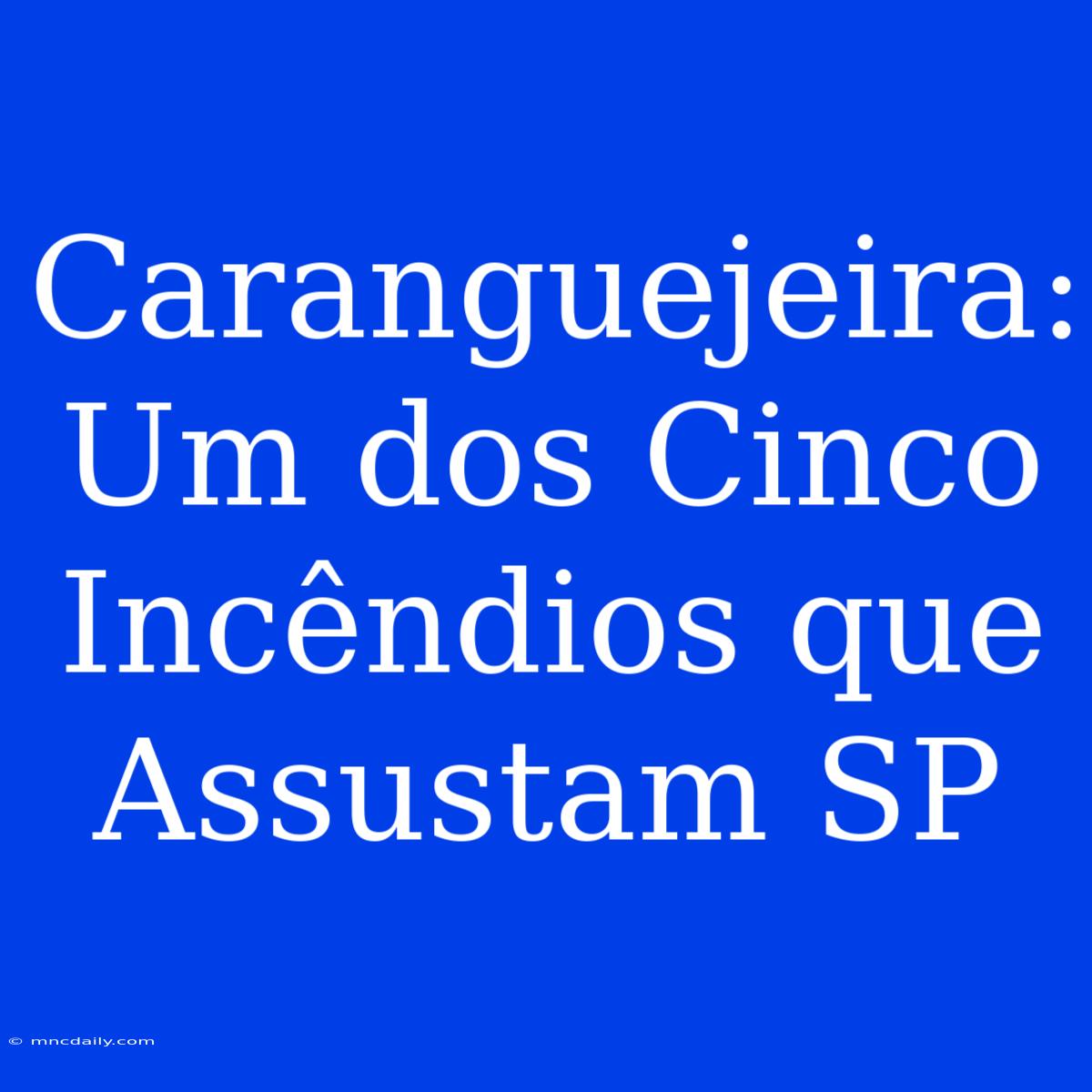 Caranguejeira: Um Dos Cinco Incêndios Que Assustam SP