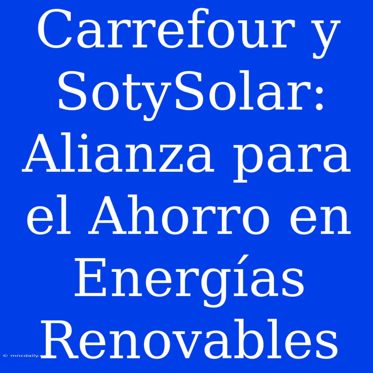 Carrefour Y SotySolar: Alianza Para El Ahorro En Energías Renovables