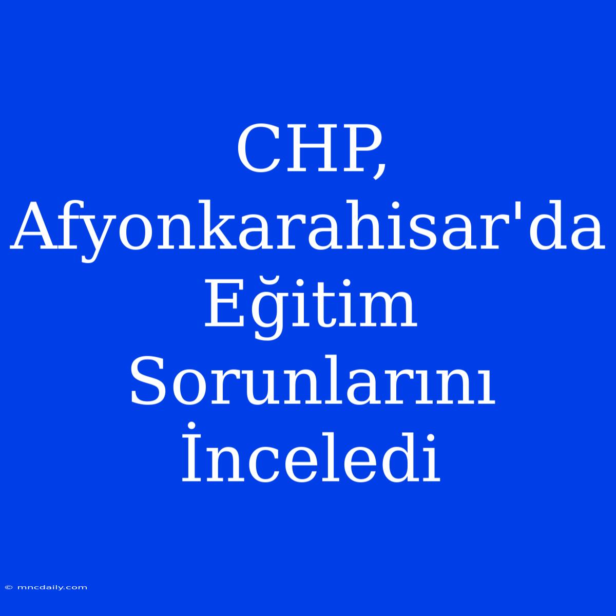 CHP, Afyonkarahisar'da Eğitim Sorunlarını İnceledi 