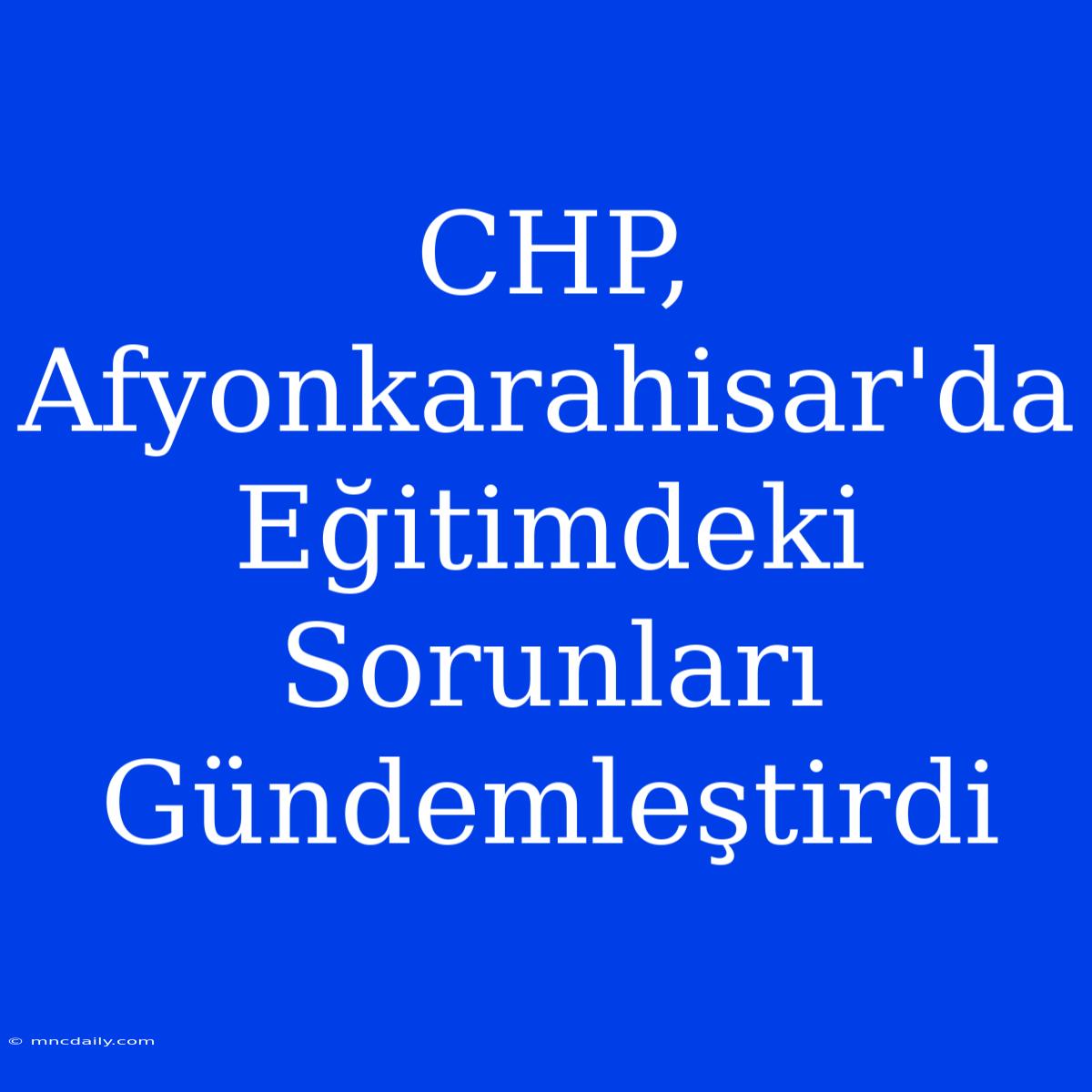 CHP, Afyonkarahisar'da Eğitimdeki Sorunları Gündemleştirdi