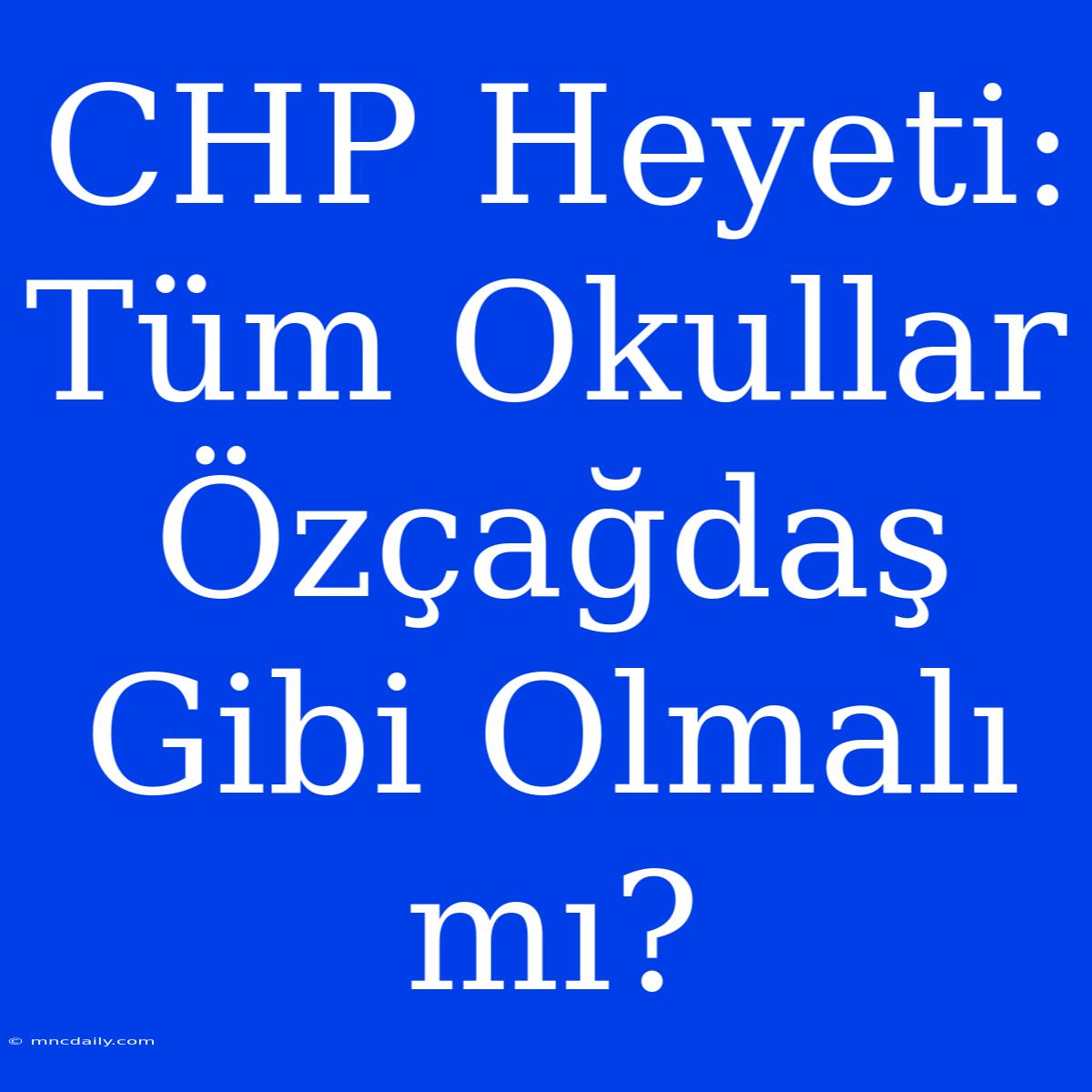 CHP Heyeti: Tüm Okullar Özçağdaş Gibi Olmalı Mı?