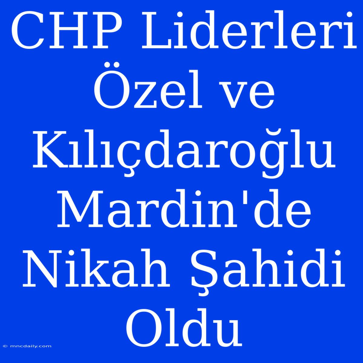 CHP Liderleri Özel Ve Kılıçdaroğlu Mardin'de Nikah Şahidi Oldu