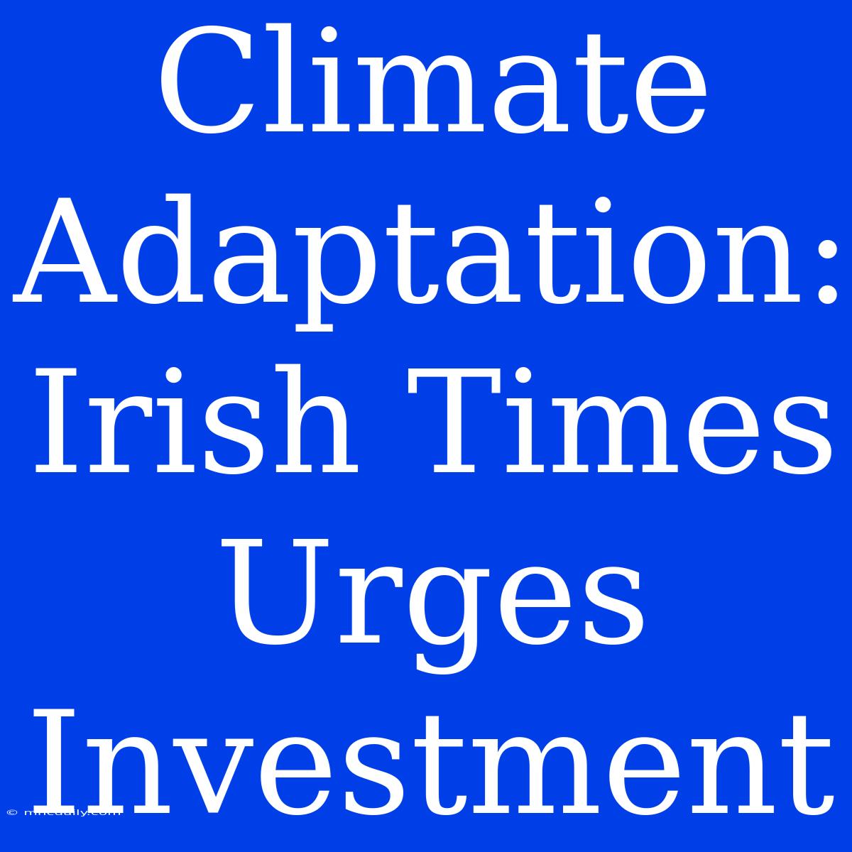 Climate Adaptation: Irish Times Urges Investment