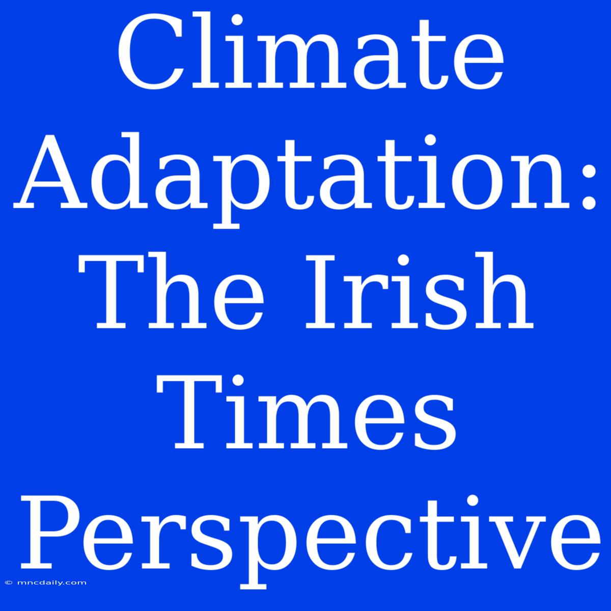 Climate Adaptation: The Irish Times Perspective 