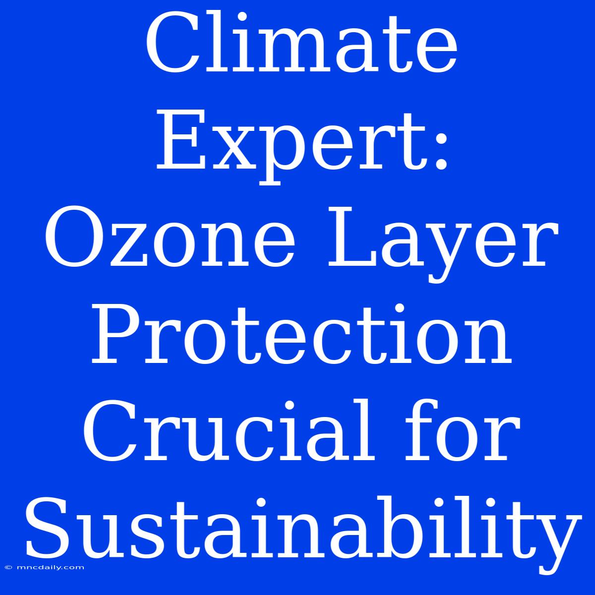 Climate Expert: Ozone Layer Protection Crucial For Sustainability