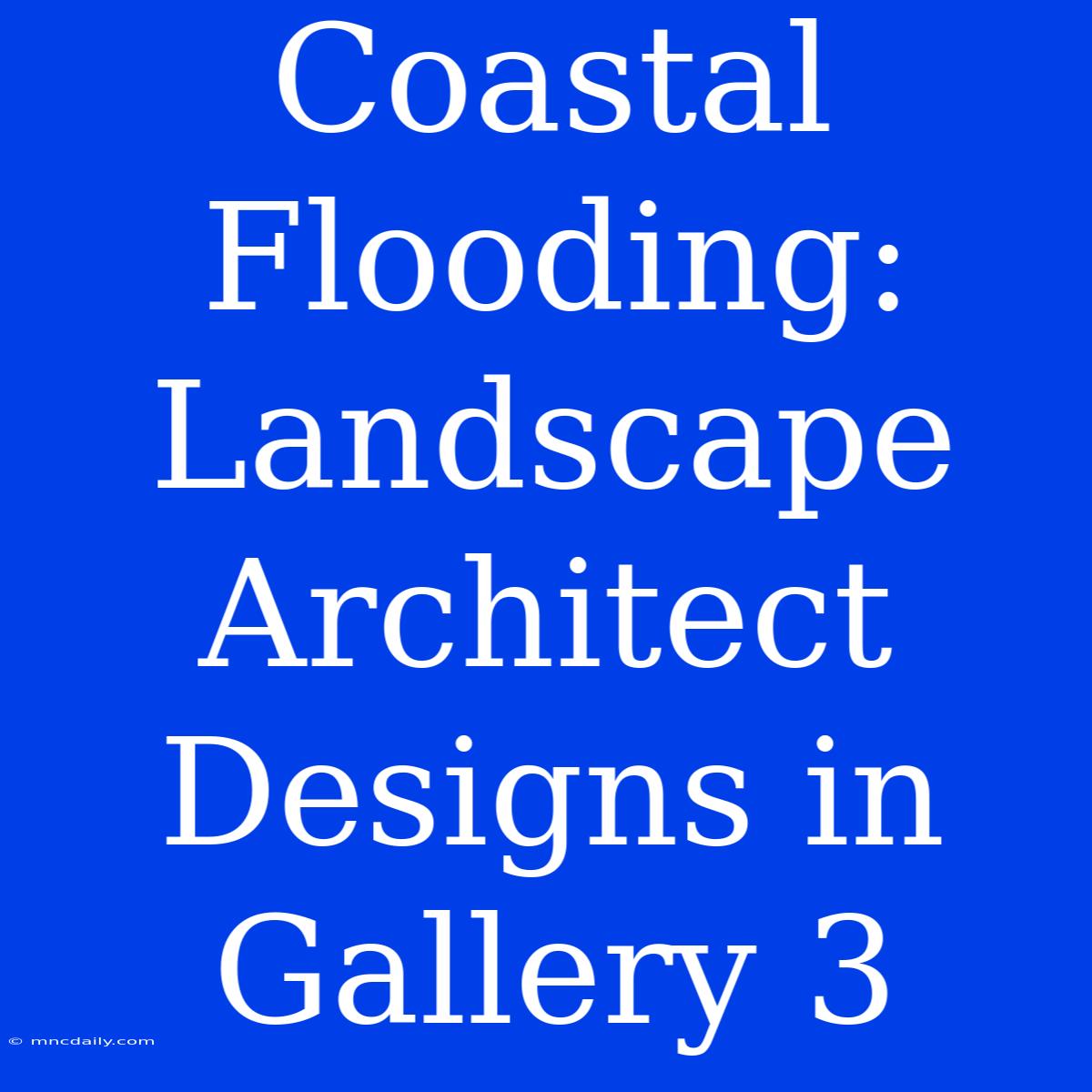 Coastal Flooding: Landscape Architect Designs In Gallery 3