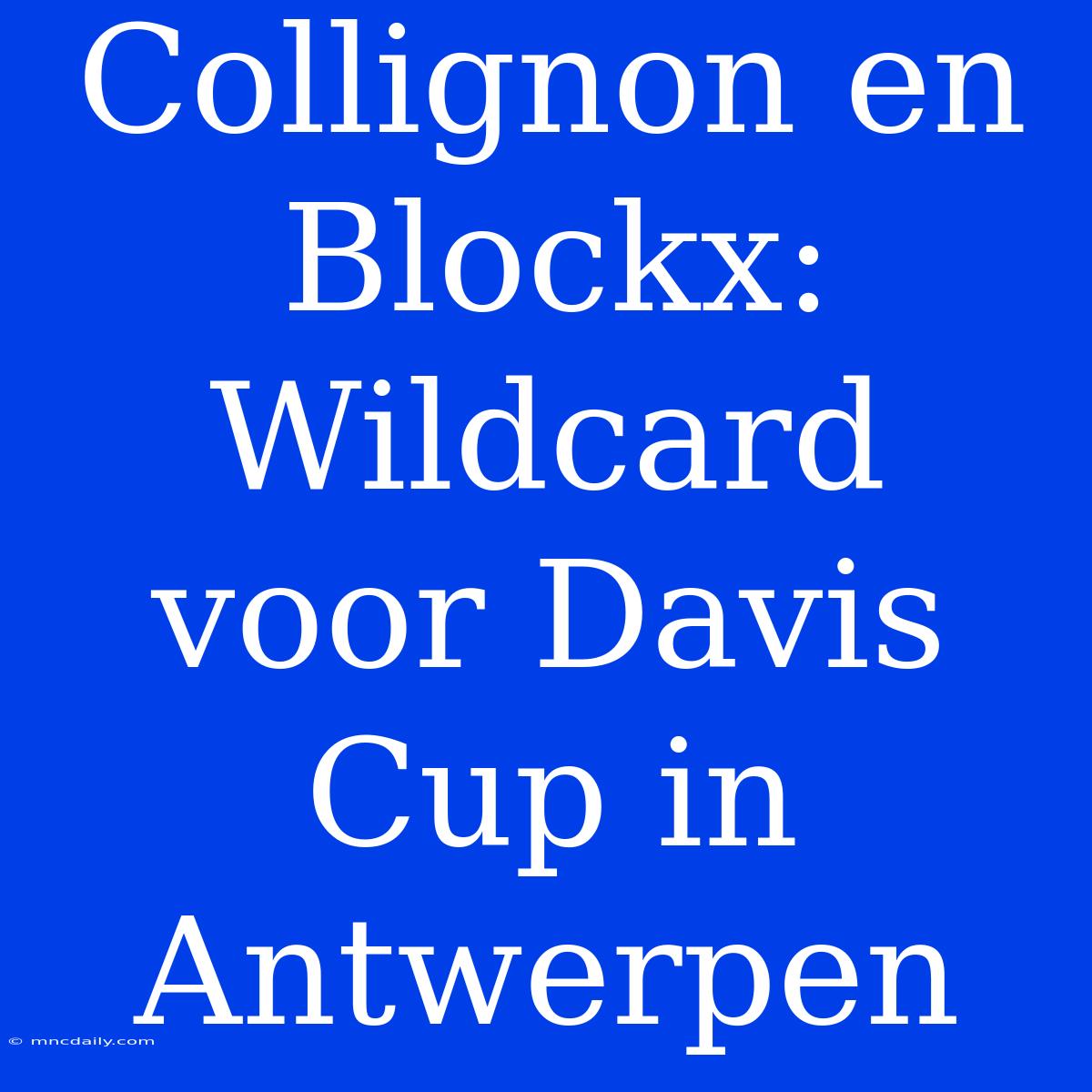 Collignon En Blockx: Wildcard Voor Davis Cup In Antwerpen