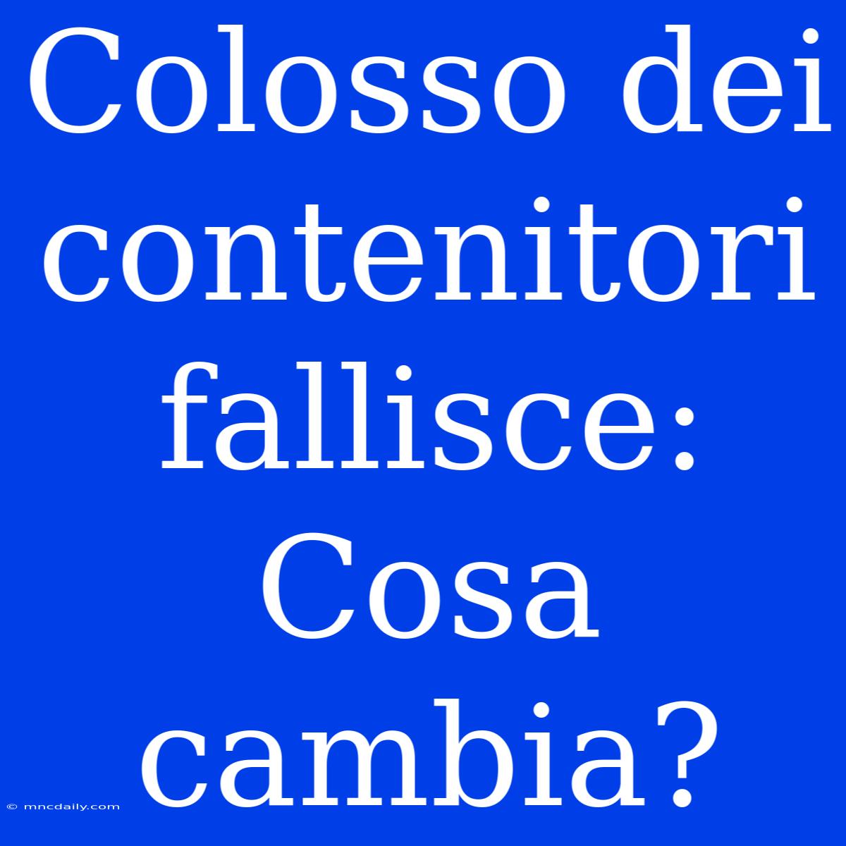 Colosso Dei Contenitori Fallisce: Cosa Cambia?