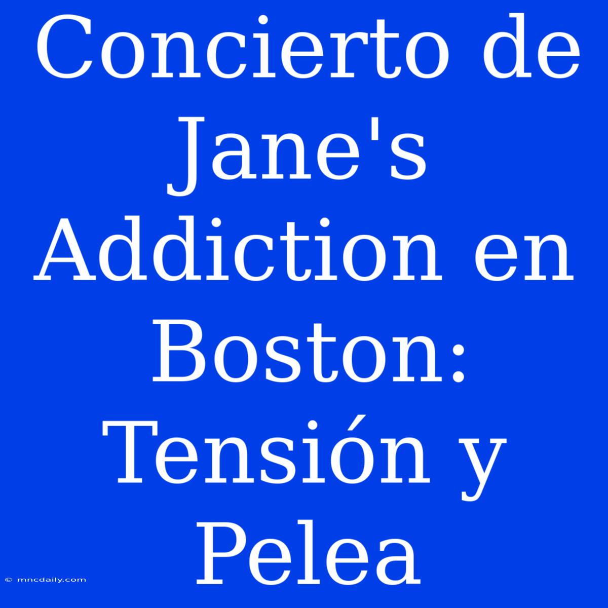 Concierto De Jane's Addiction En Boston: Tensión Y Pelea