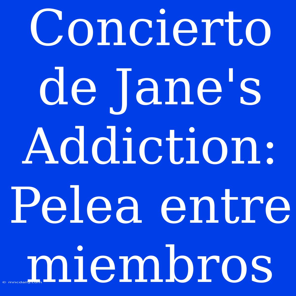 Concierto De Jane's Addiction: Pelea Entre Miembros