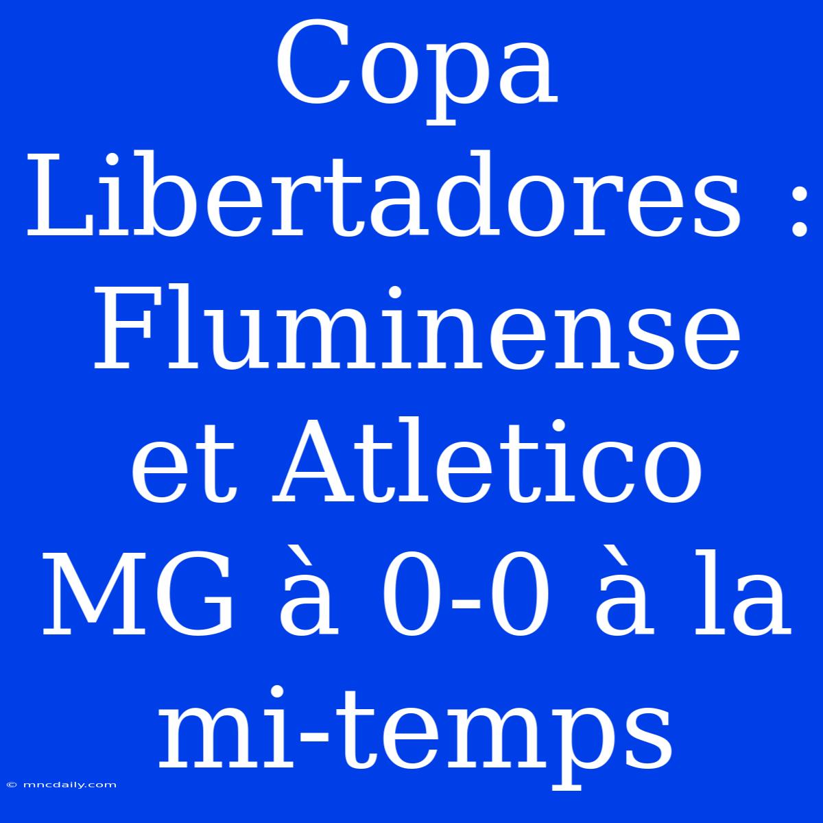 Copa Libertadores : Fluminense Et Atletico MG À 0-0 À La Mi-temps