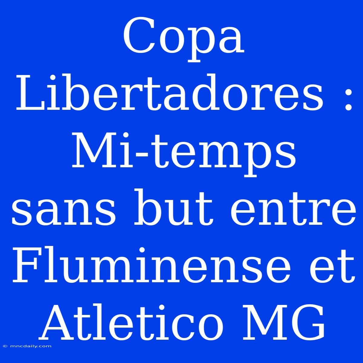 Copa Libertadores : Mi-temps Sans But Entre Fluminense Et Atletico MG