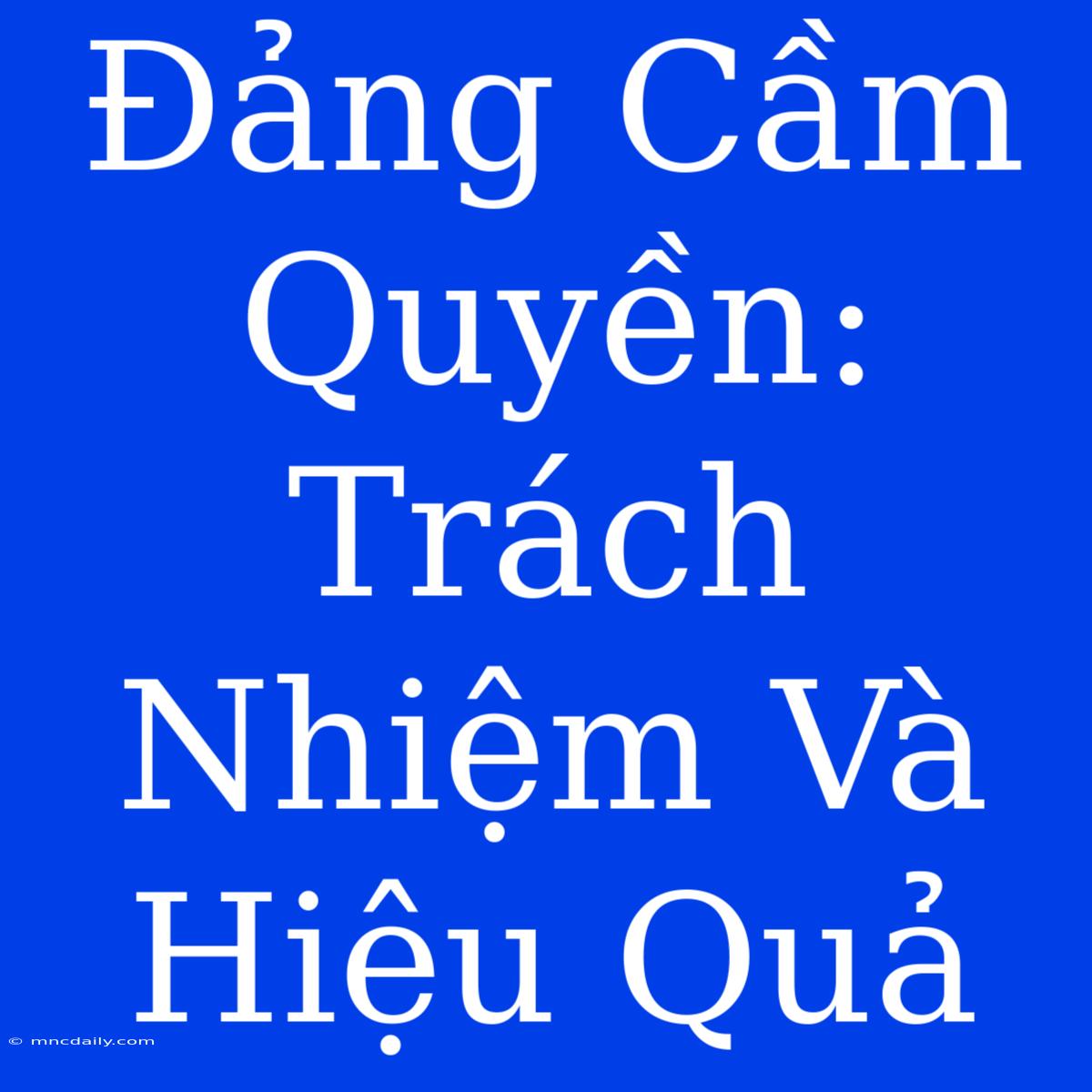 Đảng Cầm Quyền: Trách Nhiệm Và Hiệu Quả