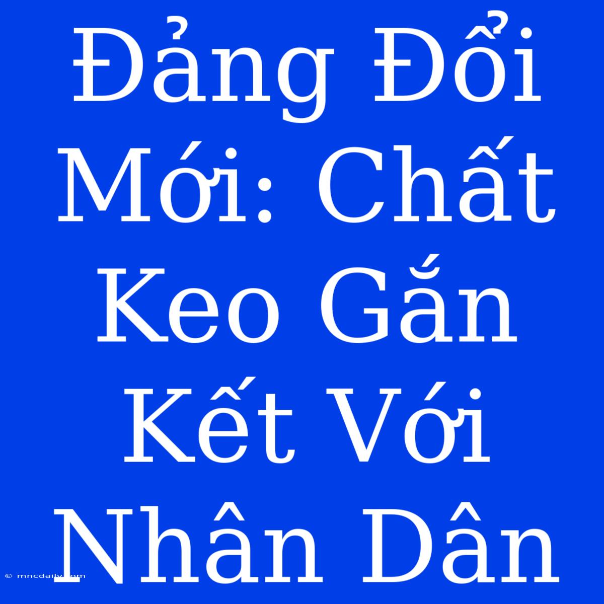 Đảng Đổi Mới: Chất Keo Gắn Kết Với Nhân Dân