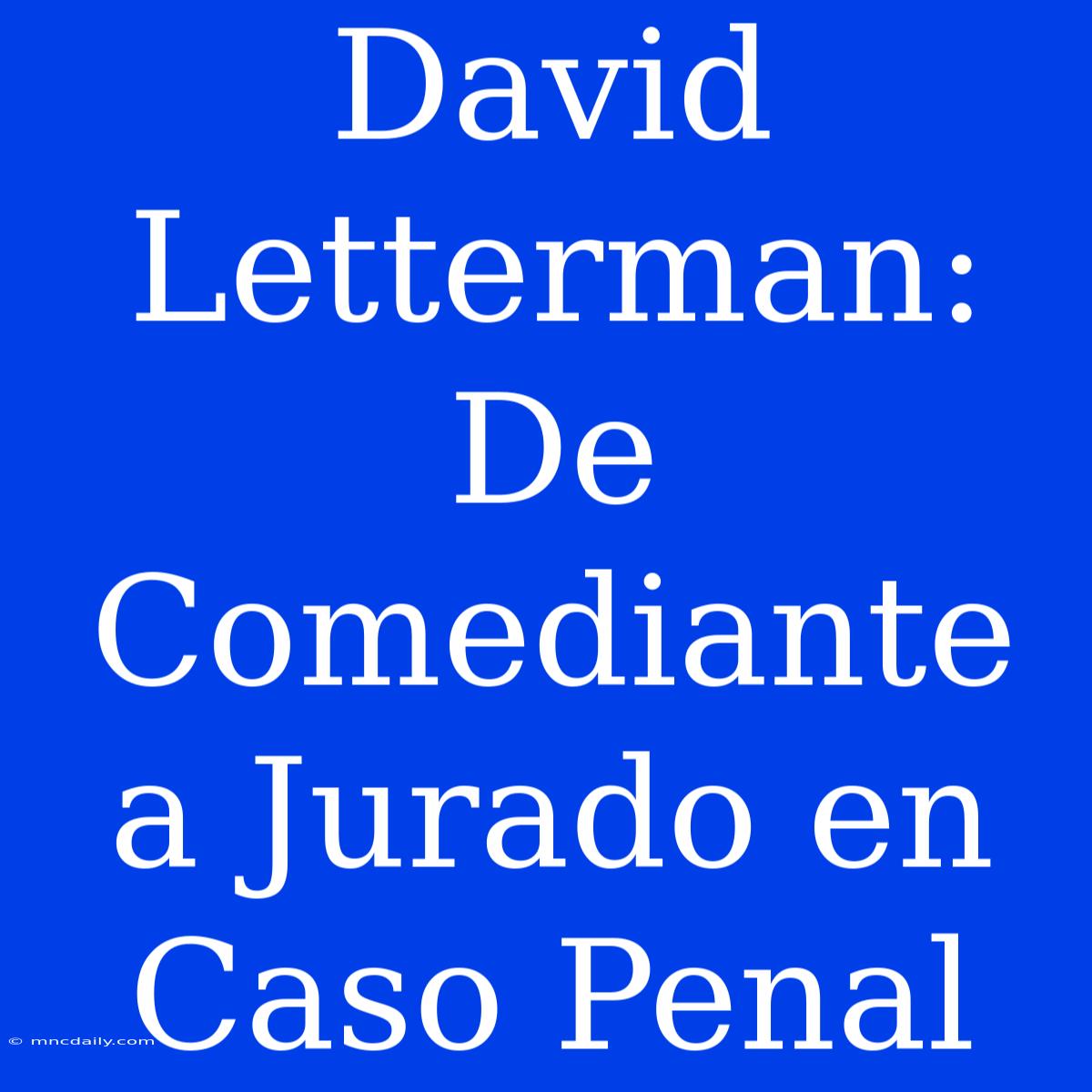 David Letterman: De Comediante A Jurado En Caso Penal