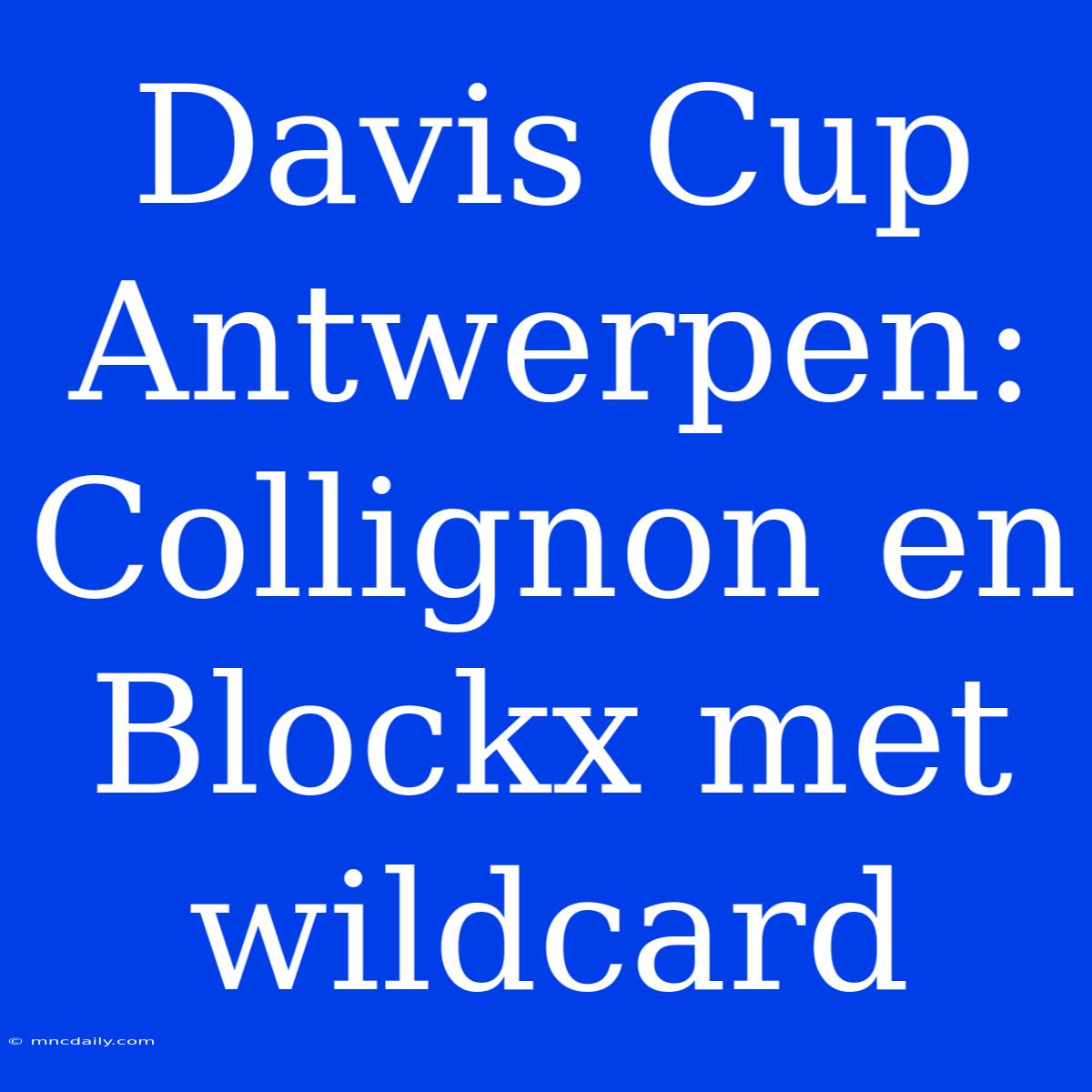 Davis Cup Antwerpen: Collignon En Blockx Met Wildcard