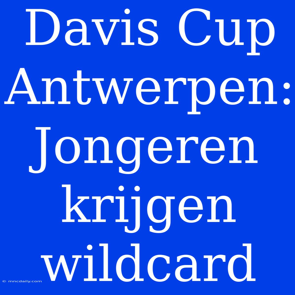 Davis Cup Antwerpen: Jongeren Krijgen Wildcard