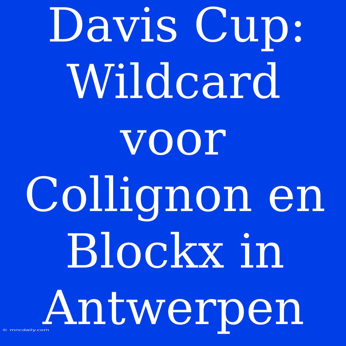 Davis Cup: Wildcard Voor Collignon En Blockx In Antwerpen