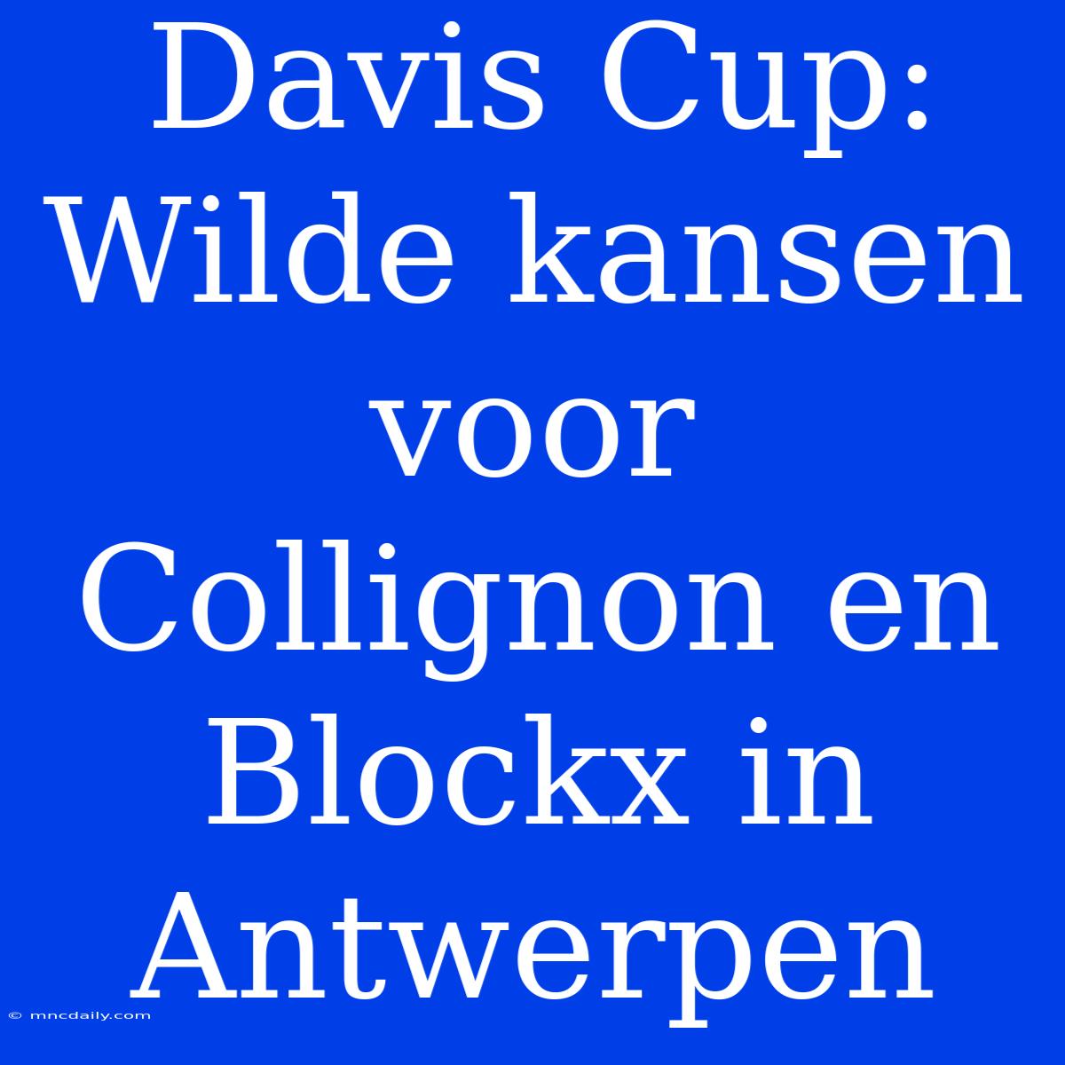 Davis Cup: Wilde Kansen Voor Collignon En Blockx In Antwerpen