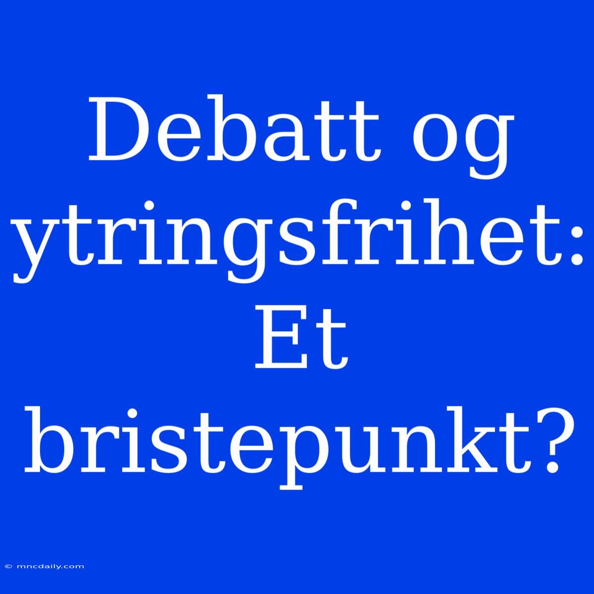 Debatt Og Ytringsfrihet: Et Bristepunkt?