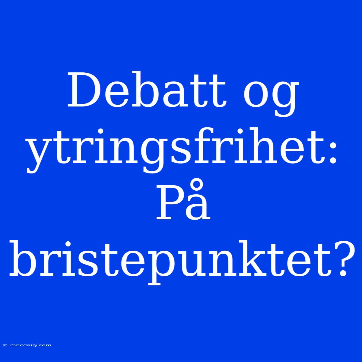 Debatt Og Ytringsfrihet: På Bristepunktet?