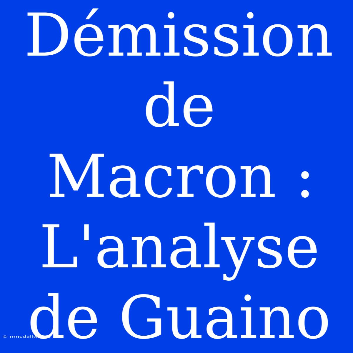 Démission De Macron : L'analyse De Guaino