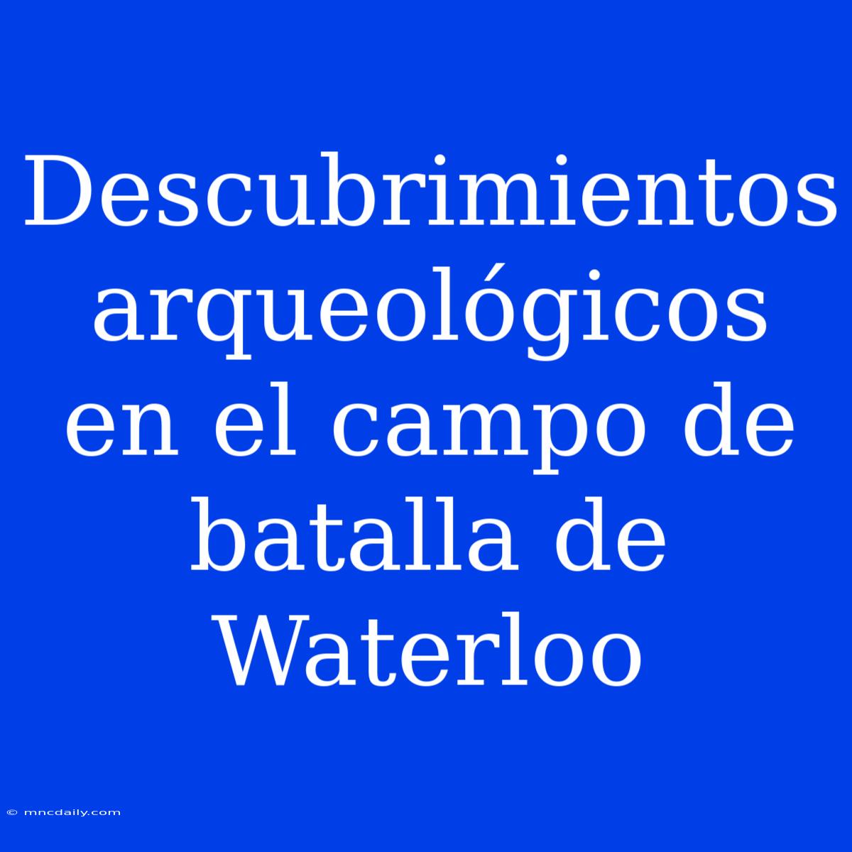 Descubrimientos Arqueológicos En El Campo De Batalla De Waterloo