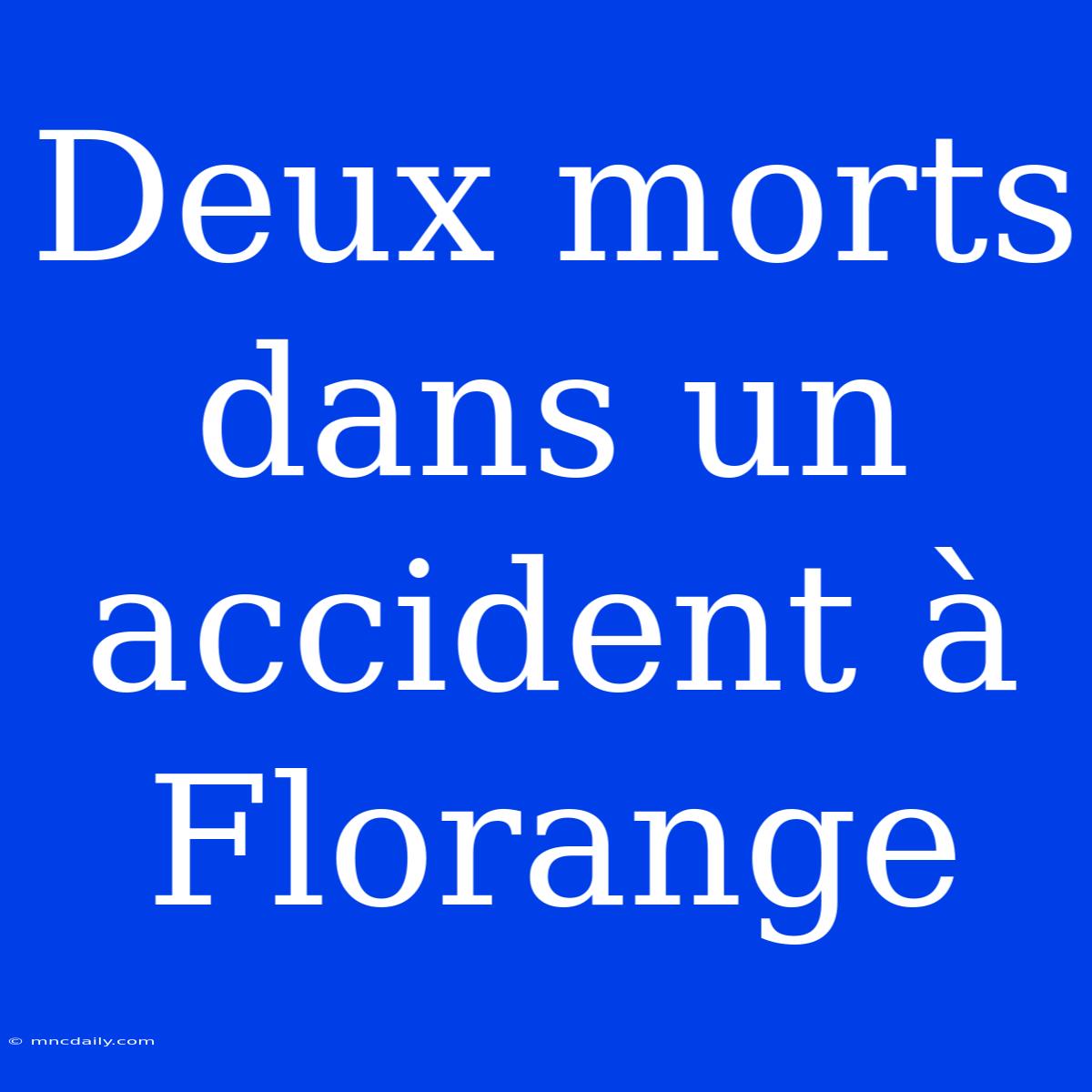 Deux Morts Dans Un Accident À Florange