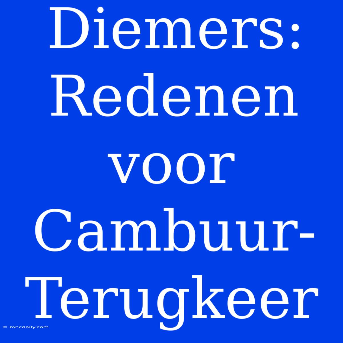 Diemers: Redenen Voor Cambuur-Terugkeer