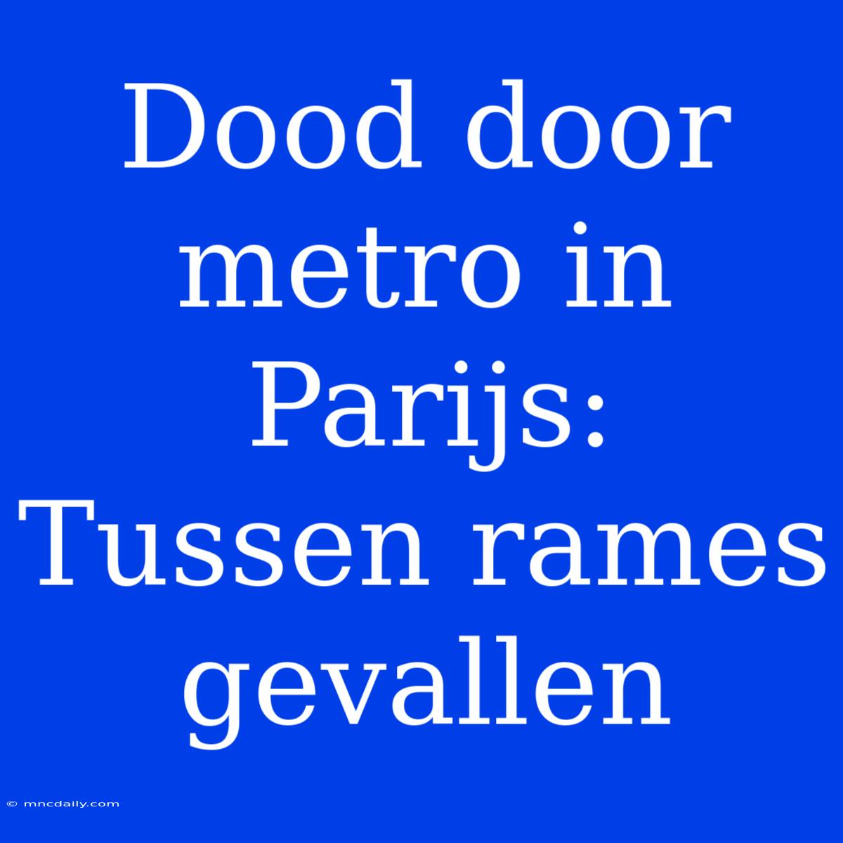 Dood Door Metro In Parijs: Tussen Rames Gevallen