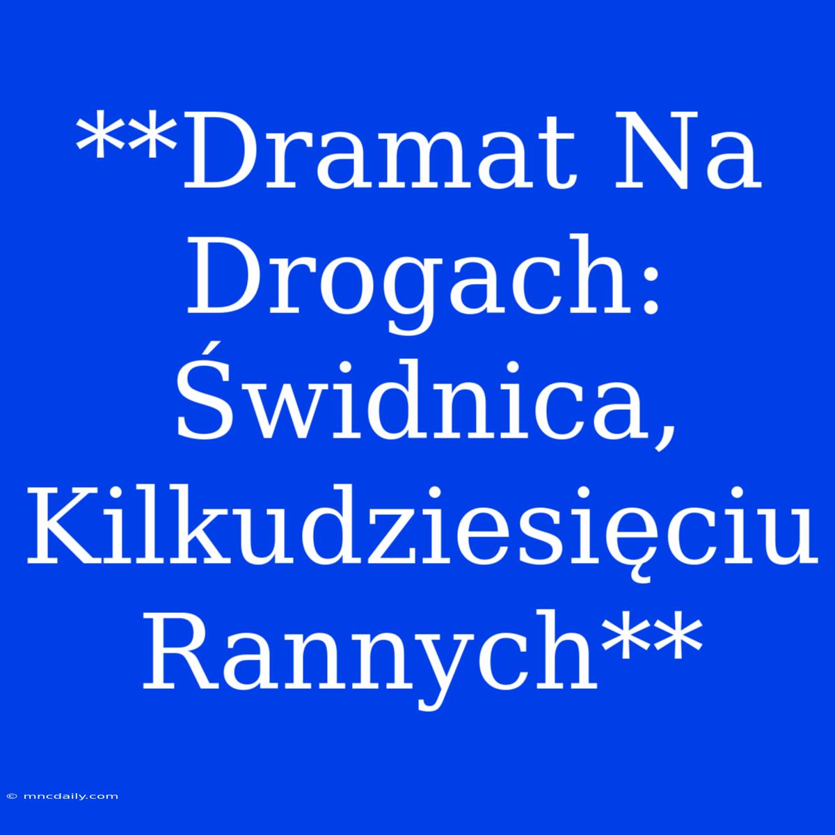 **Dramat Na Drogach: Świdnica, Kilkudziesięciu Rannych**