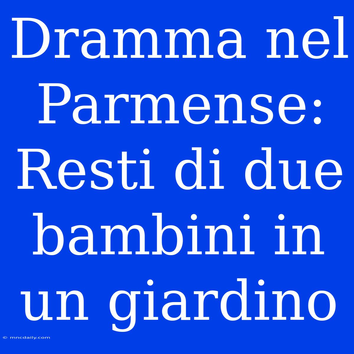 Dramma Nel Parmense: Resti Di Due Bambini In Un Giardino