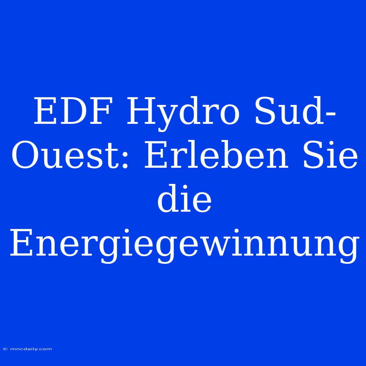 EDF Hydro Sud-Ouest: Erleben Sie Die Energiegewinnung