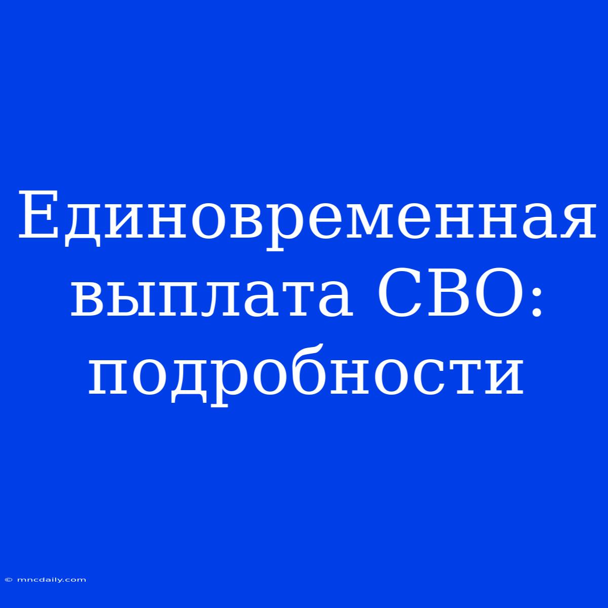 Единовременная Выплата СВО: Подробности