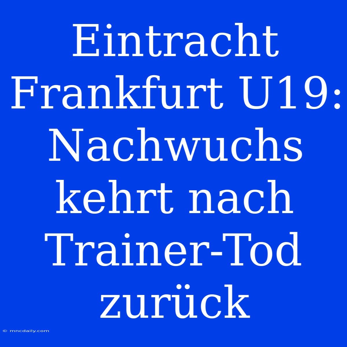 Eintracht Frankfurt U19: Nachwuchs Kehrt Nach Trainer-Tod Zurück