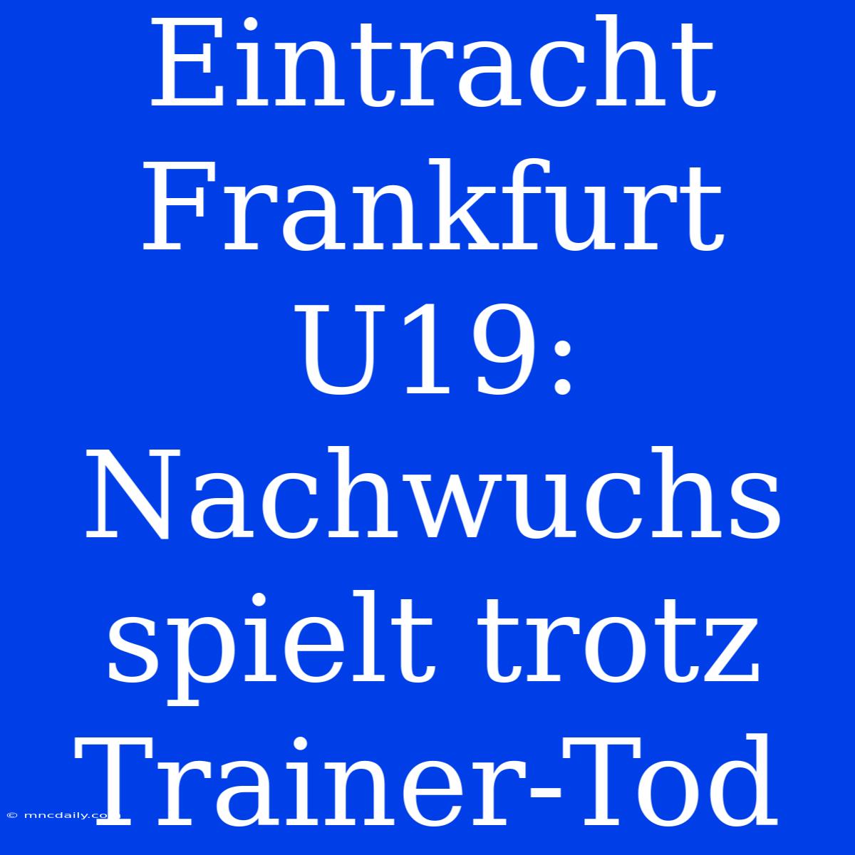 Eintracht Frankfurt U19: Nachwuchs Spielt Trotz Trainer-Tod