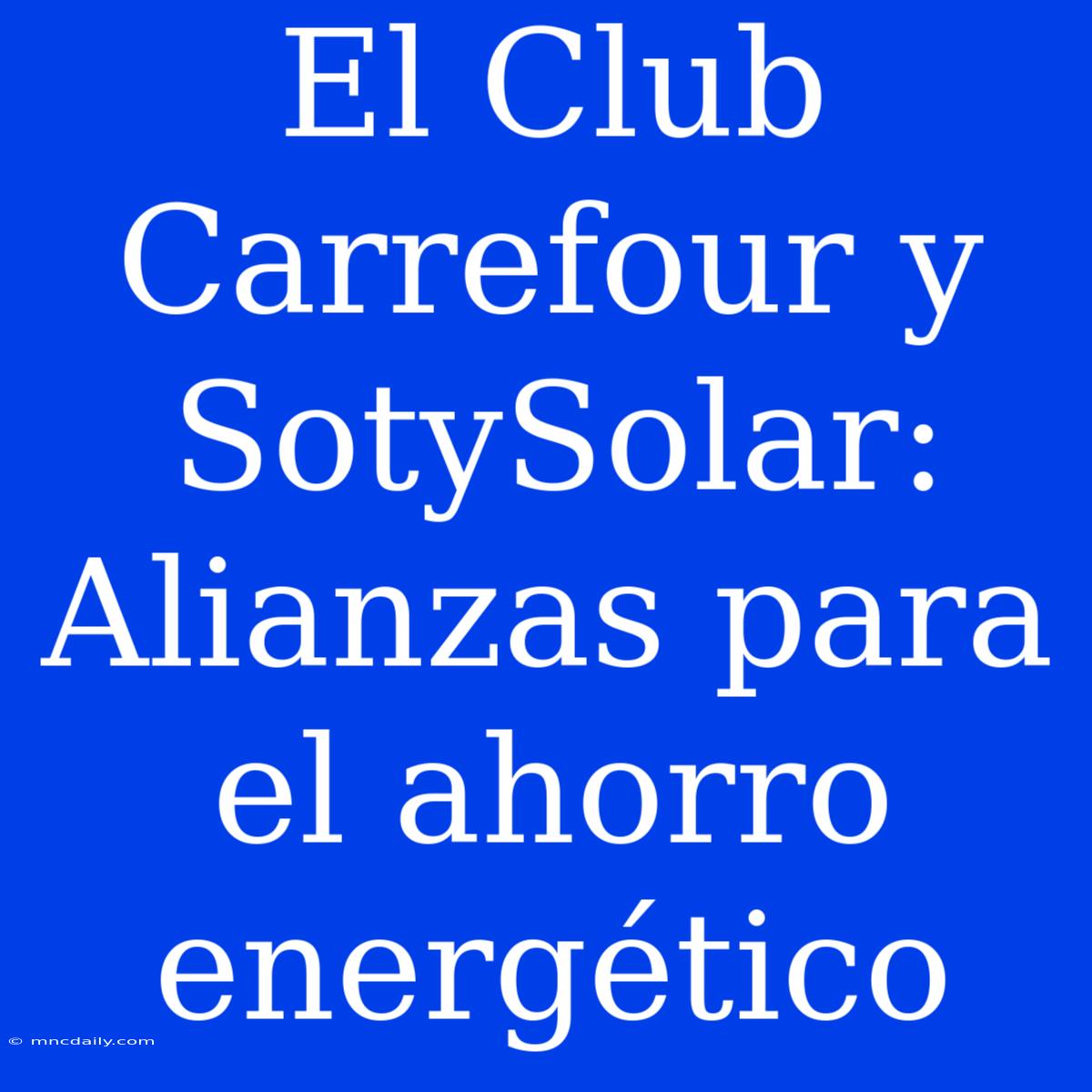 El Club Carrefour Y SotySolar: Alianzas Para El Ahorro Energético