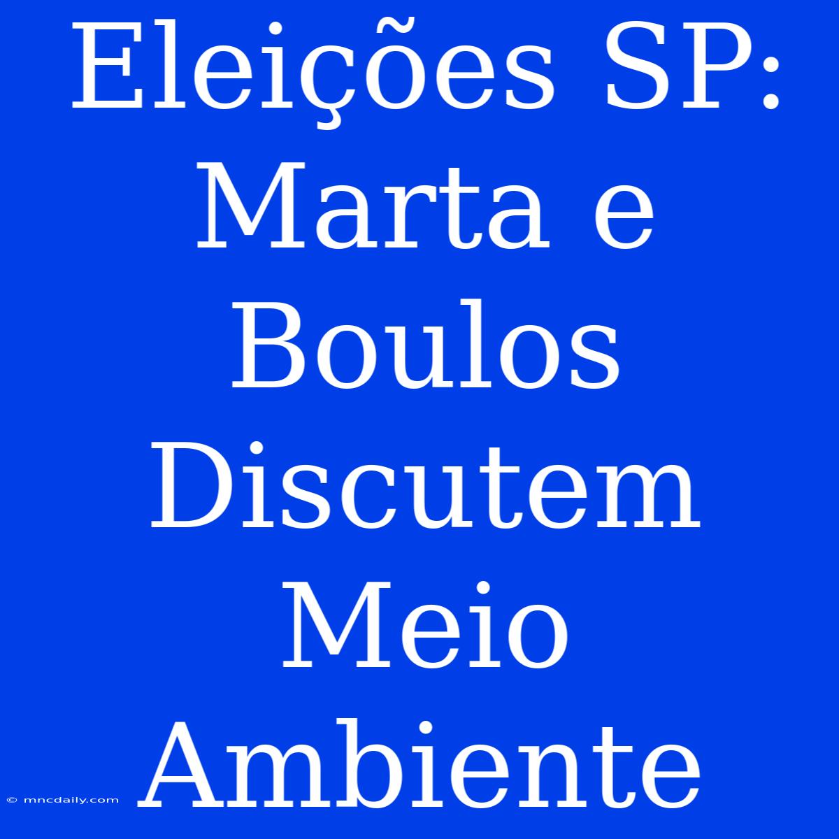 Eleições SP: Marta E Boulos Discutem Meio Ambiente