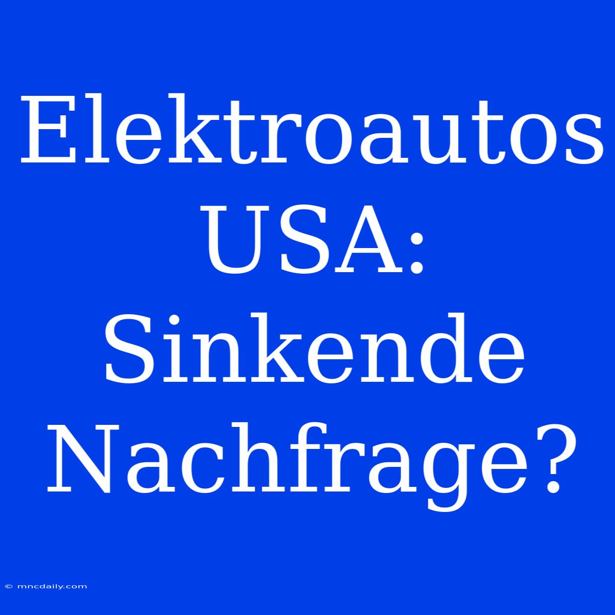 Elektroautos USA: Sinkende Nachfrage?