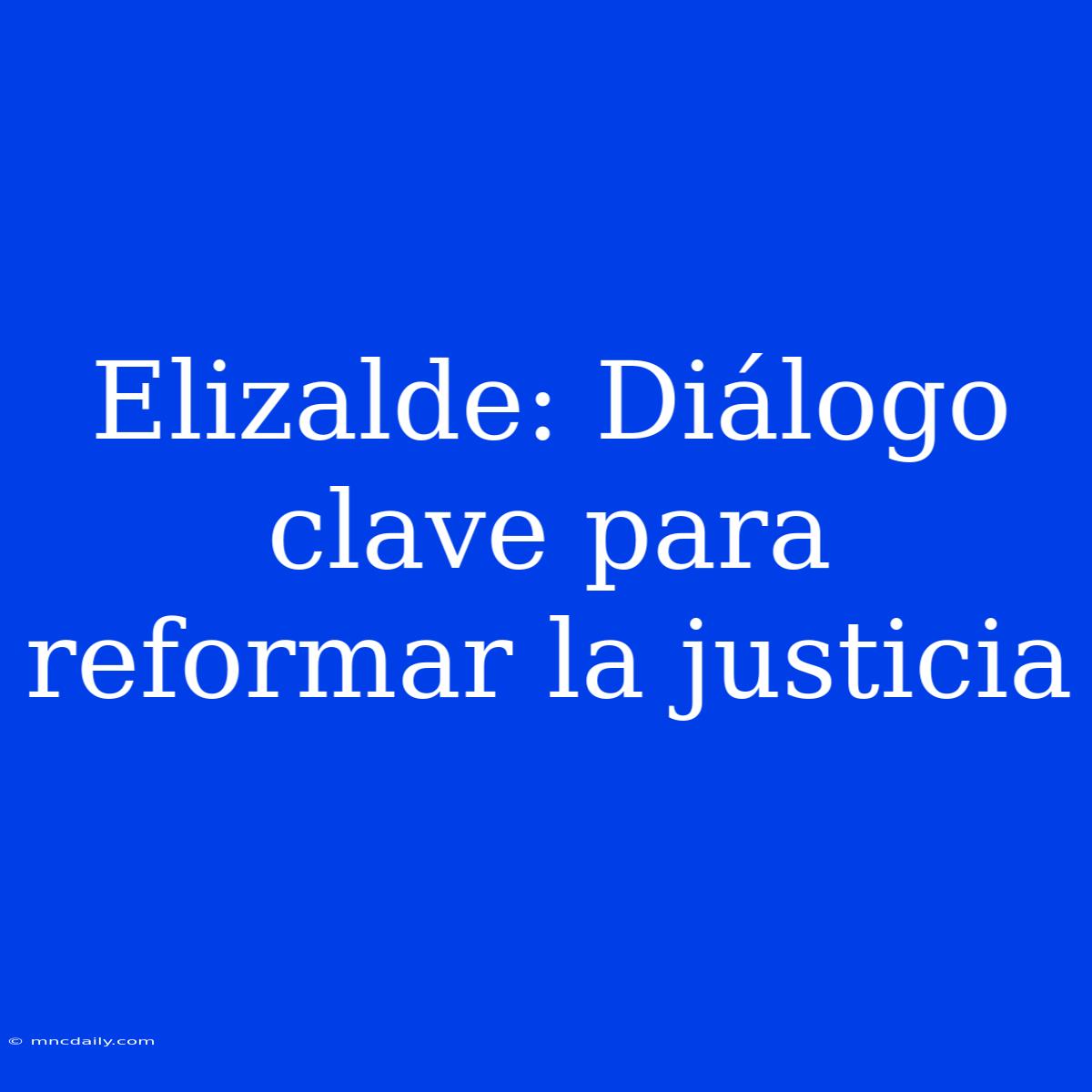 Elizalde: Diálogo Clave Para Reformar La Justicia