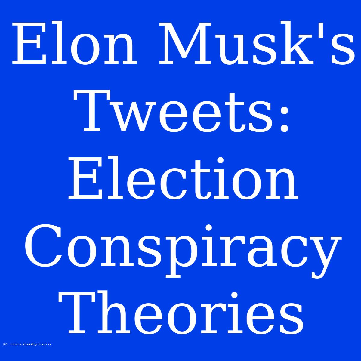 Elon Musk's Tweets: Election Conspiracy Theories