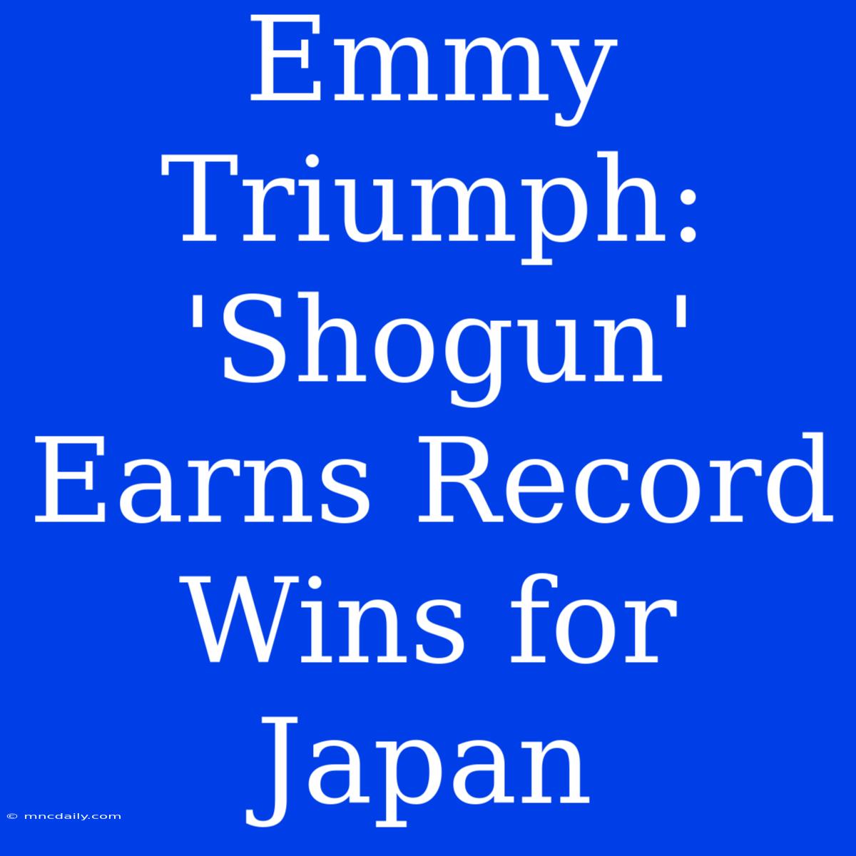 Emmy Triumph: 'Shogun' Earns Record Wins For Japan