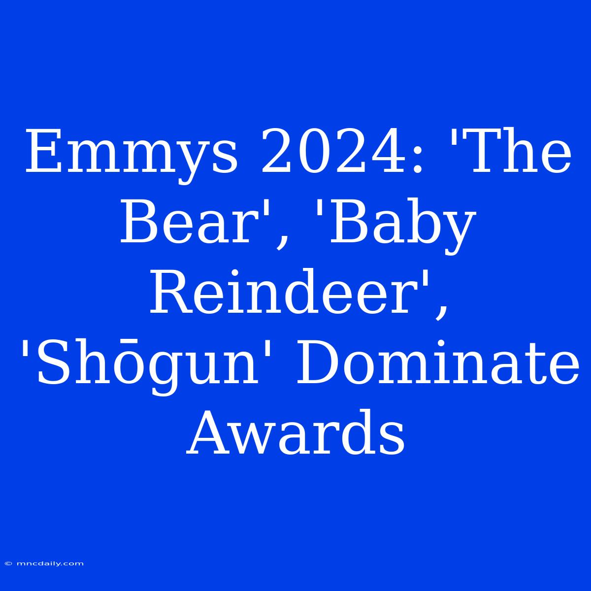 Emmys 2024: 'The Bear', 'Baby Reindeer', 'Shōgun' Dominate Awards