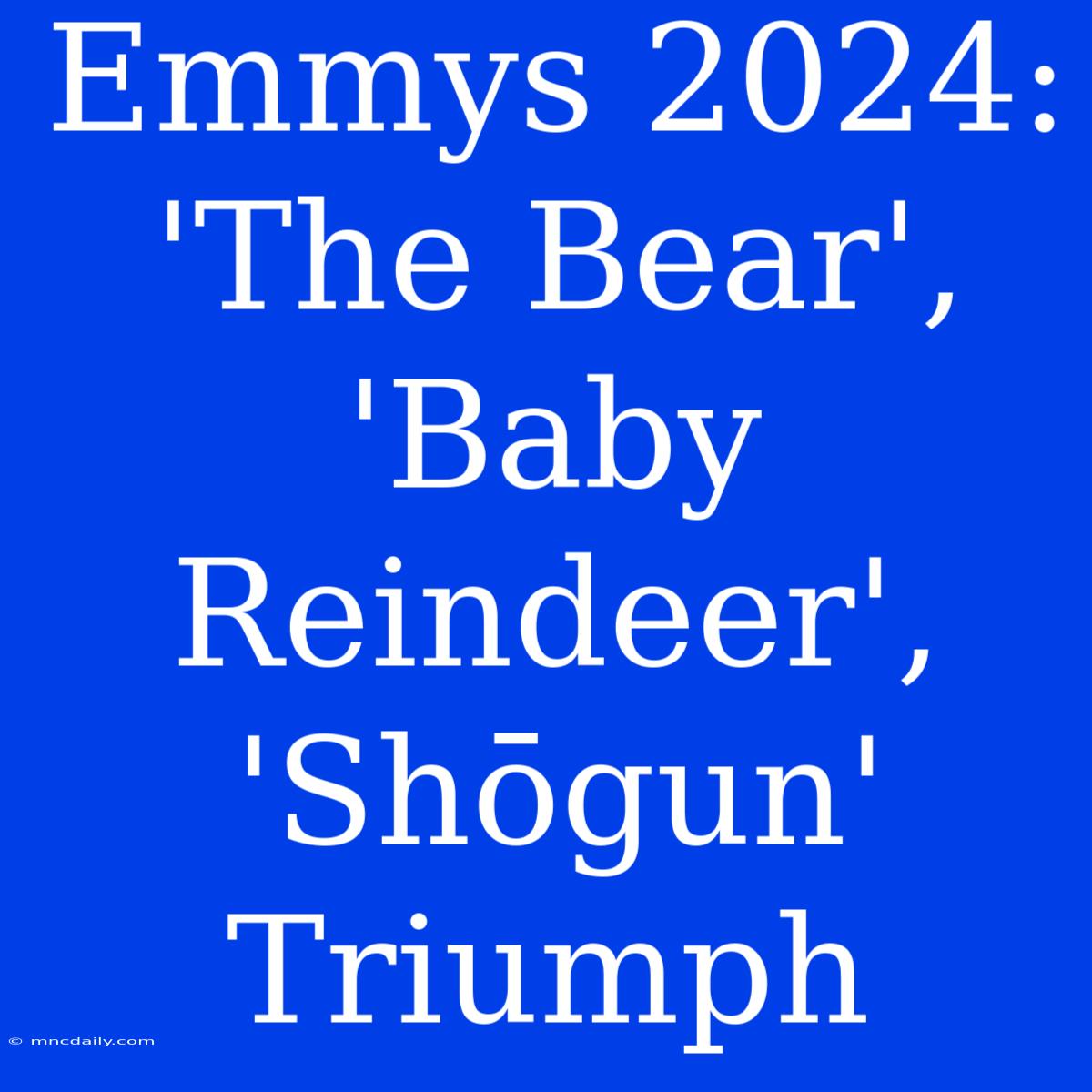 Emmys 2024: 'The Bear', 'Baby Reindeer', 'Shōgun' Triumph